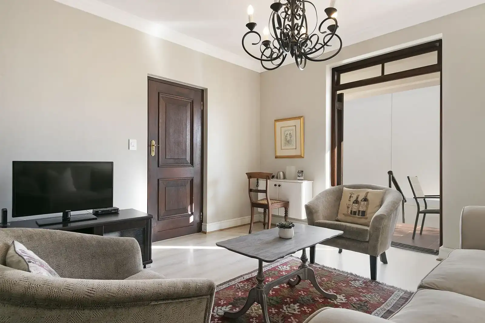 Lodge 30 living area with comfortable seating and TV