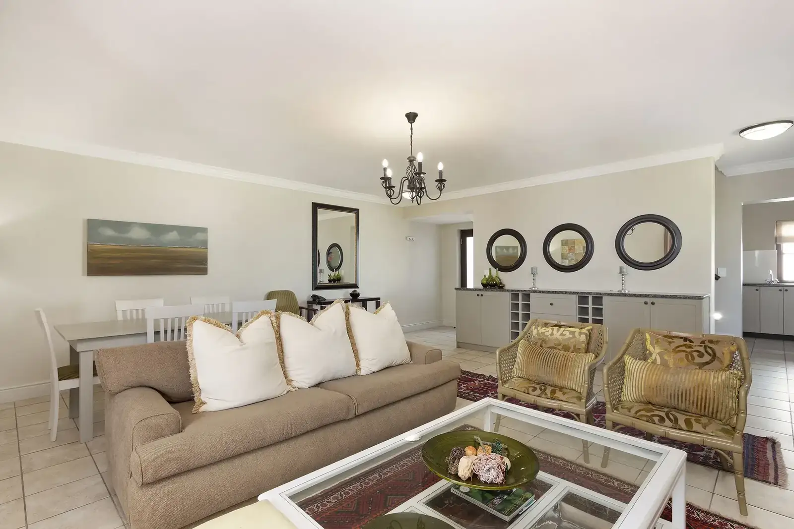 Lodge 16 living area with comfortable seating and TV