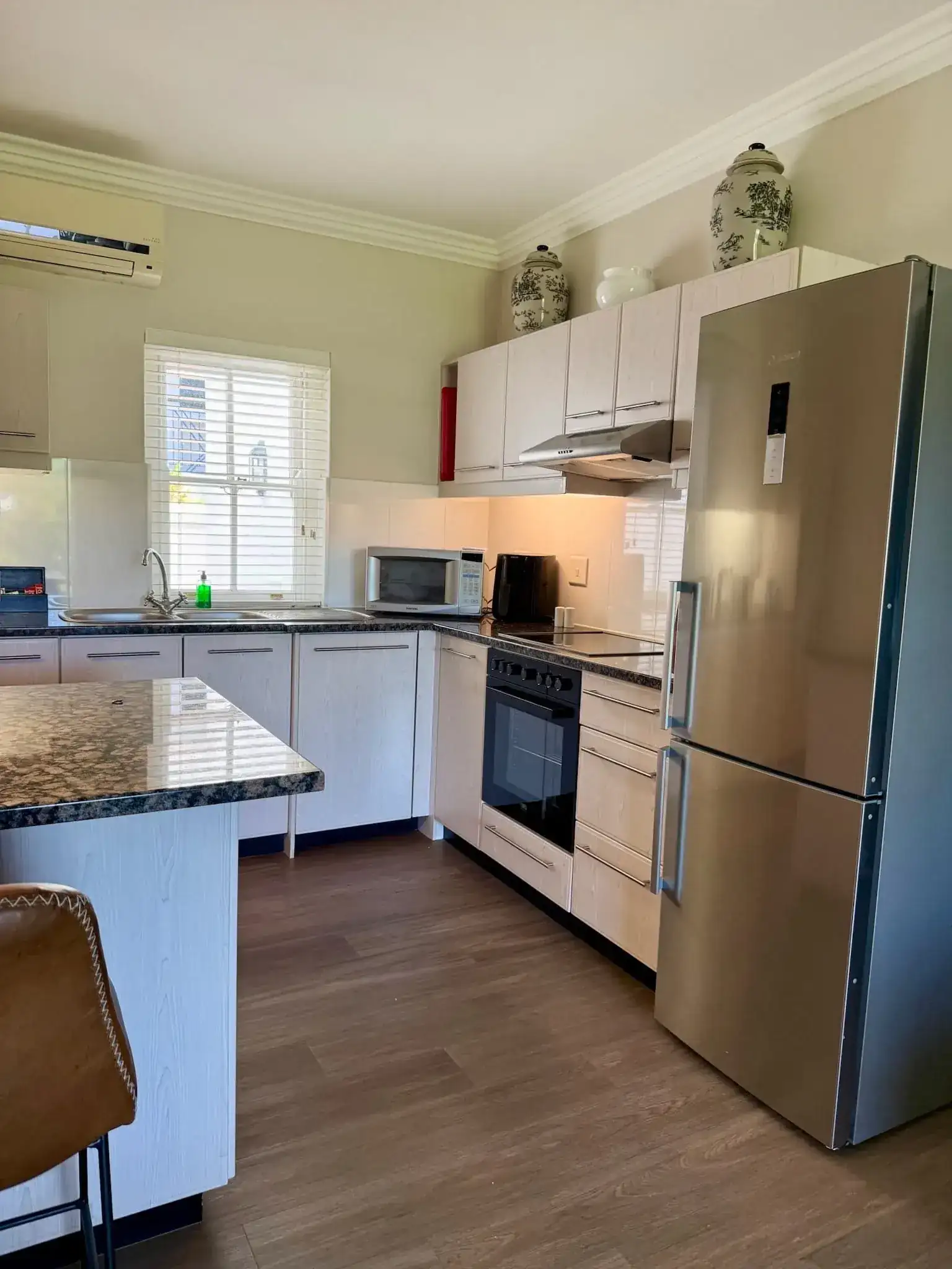 Lodge 4 kitchen counter with oven, microwave and coffee facilities