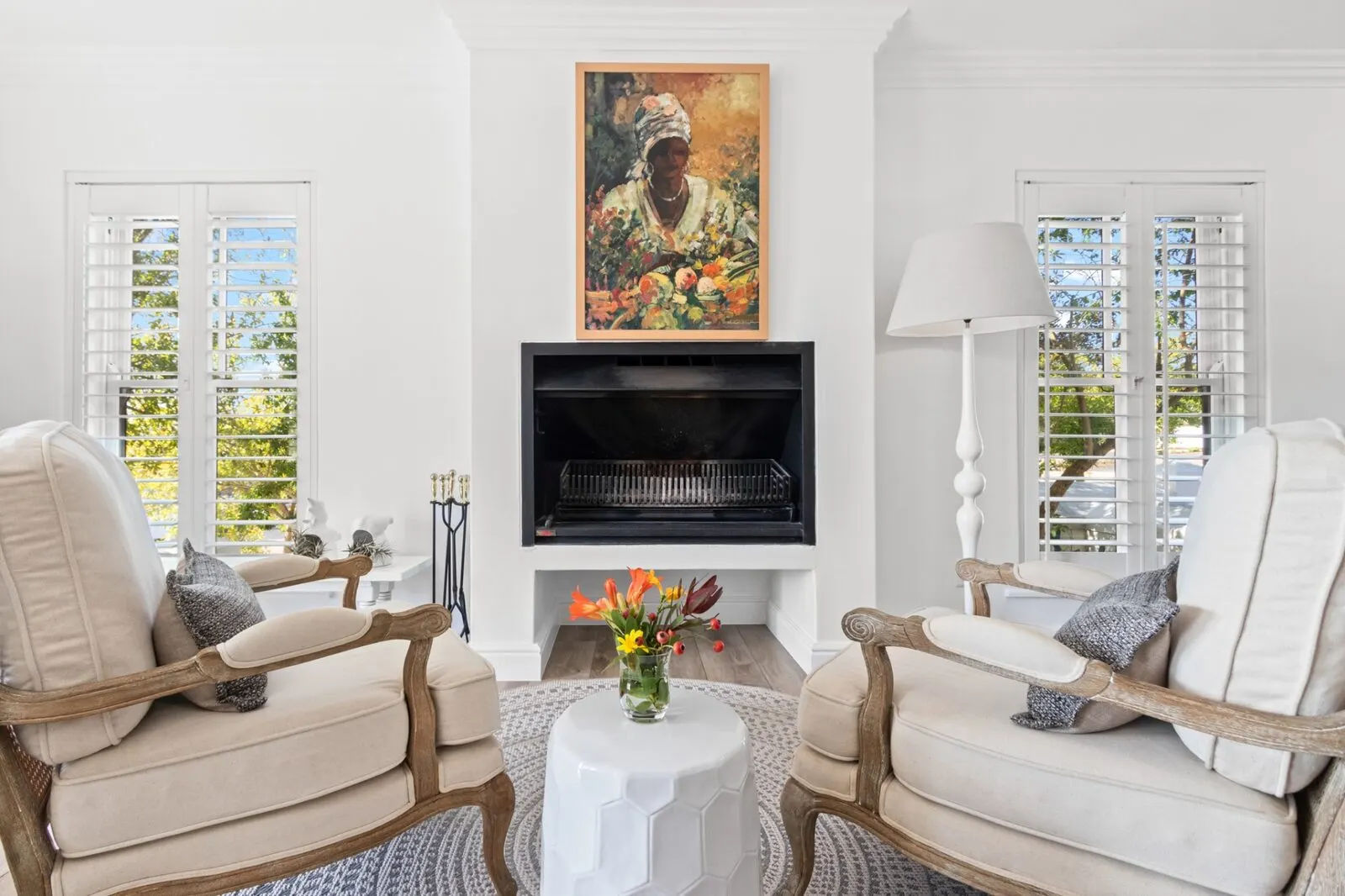 Cosy fireside lounge inside a lodge at Winelands Golf Lodges — perfect for a winter escape