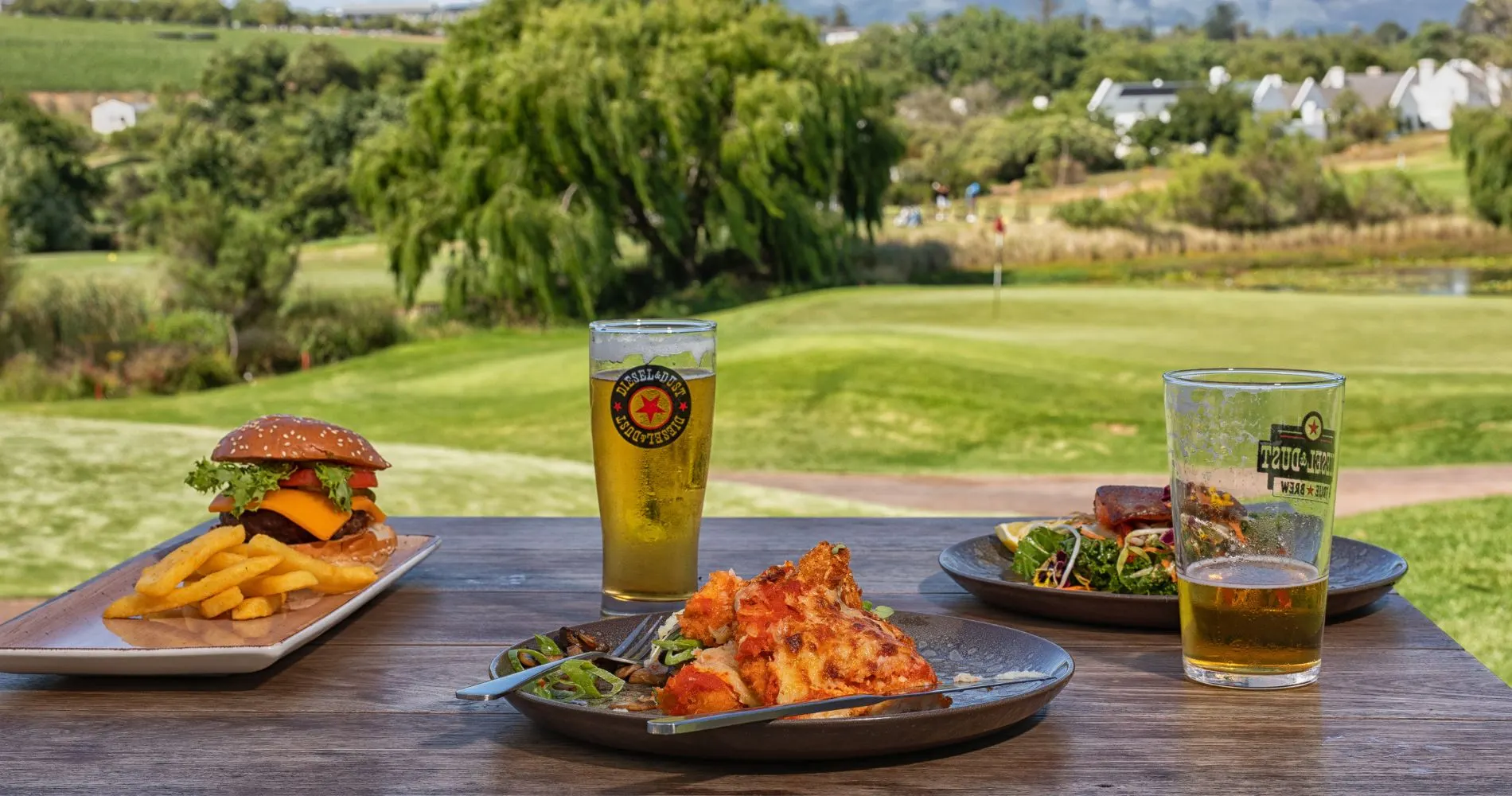 Food and drinks with scenic view at Sunset Terrace