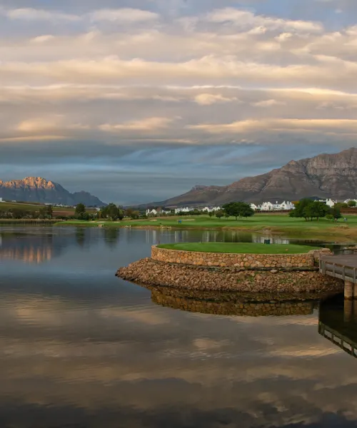 Signature island green at sunset