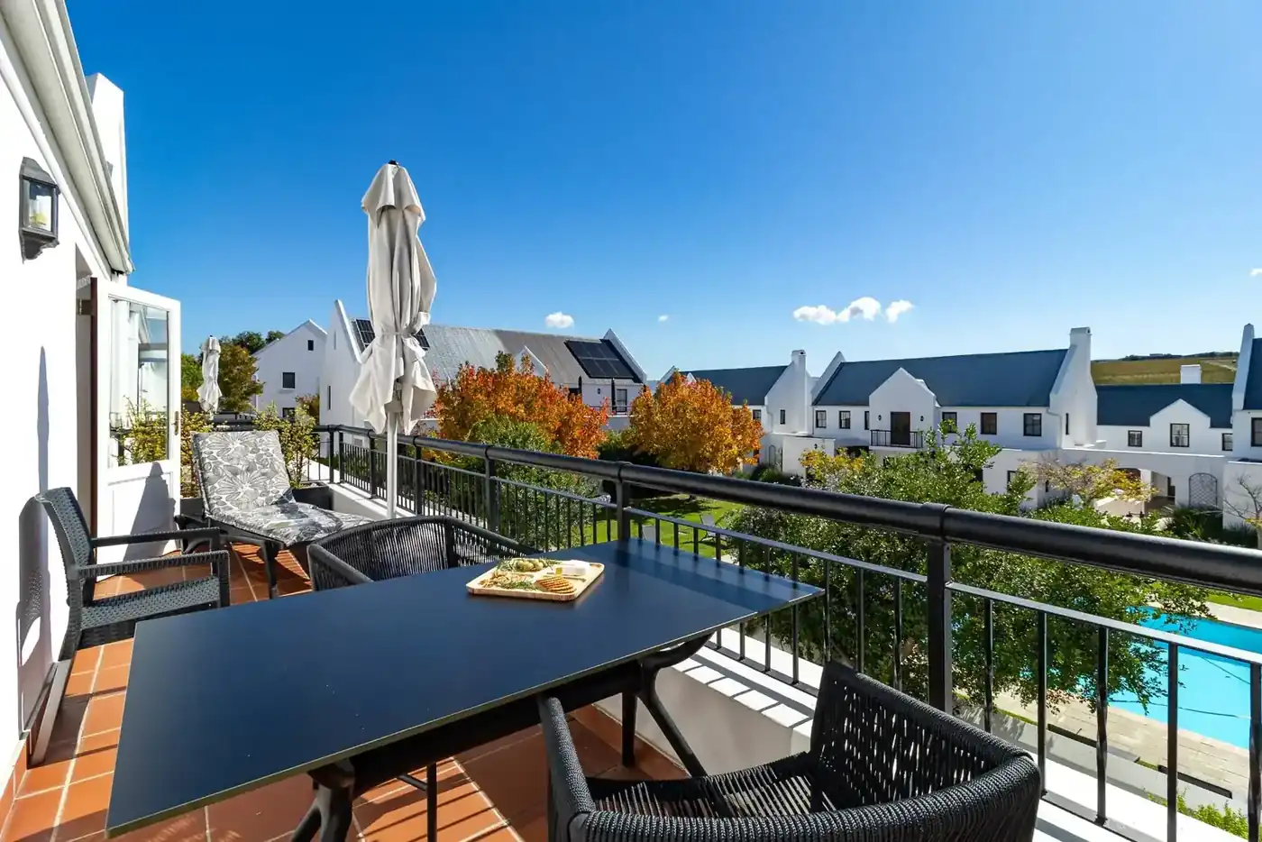 Lodge 21 outdoor patio with garden views