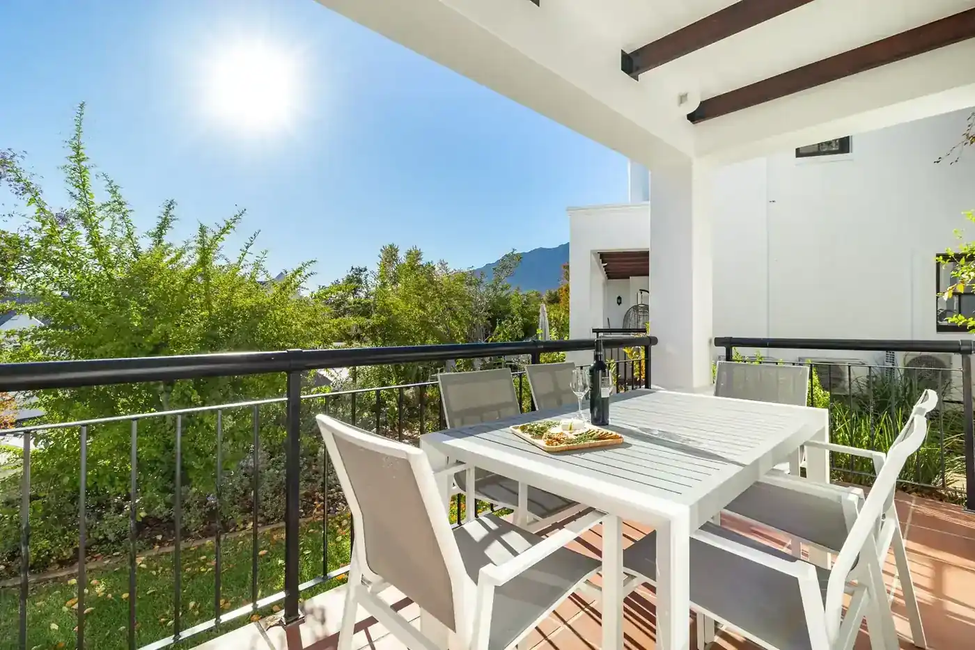 Lodge 26 garden and terrace at De Zalze Winelands Golf Estate