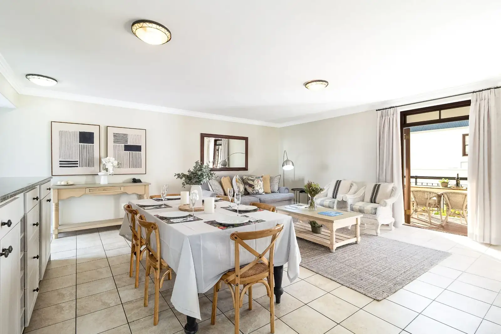 Lodge 10 open-plan lounge with garden views