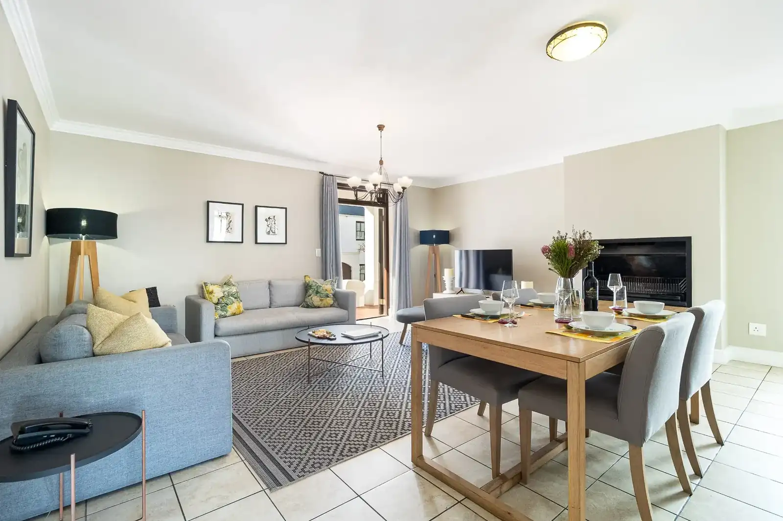 Lodge 12 open-plan lounge with mountain views